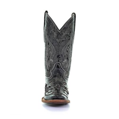Image showing  Women's Vintage Python-Inlay Square Toe Boots, Black Inlay
