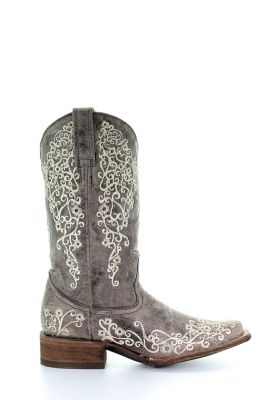 Image showing  Women's Wedding Big Floral Embroidered Square Toe Boots