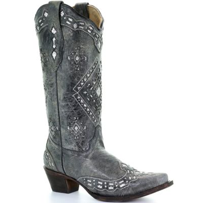 silver glitter cowboy boots