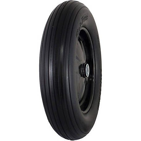 NEW Flat Free 4.80/4.00-8 Wheelbarrow/Cart Universal Fit Tire w/ Steel Rim T157 