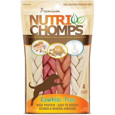 NutriChomps 6 in. Braided Peanut Butter, Chicken and Milk Flavor Dog Chew Treats, 6.24 oz.