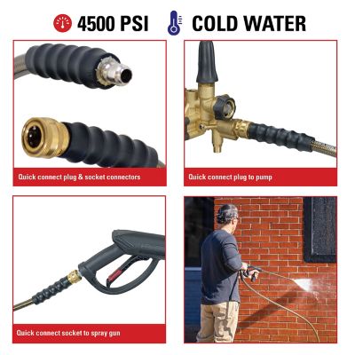 Image showing  3/8 in. x 150 ft. Cold Water Pressure Washer Replacement/Extension Steel Braided Monster Hose, 4,500 PSI, 41032