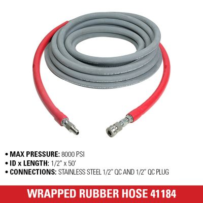 Image showing  3/8 in. x 100 ft. Wrapped Rubber Hot Water Pressure Washer Hose, 8,000 PSI, 250 Degrees F