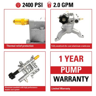 Image showing  2,400 PSI at 2.0 GPM Pressure Washer Axial Cam Pump Kit