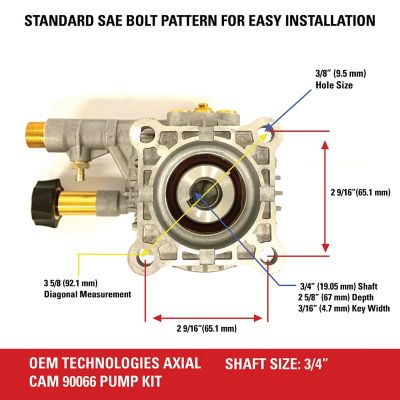 Image showing  3,300 PSI at 2.4 GPM Pressure Washer Axial Cam Pump Kit