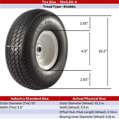 Image showing 10x3.5-4 No-Flat Tire Wheel, 5/8 in. Bore Size