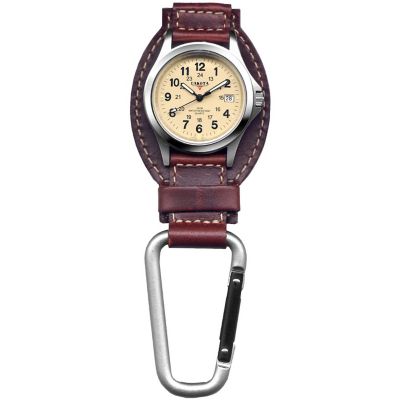 Dakota Leather Hanger Analog Carabiner Watch, Brown