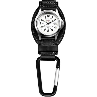 Dakota Men's Leather Hanger Analog Carabiner Watch, Black