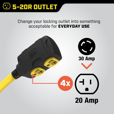 Image showing 5 th Champion Power Equipment 25 ft. Indoor/Outdoor 125-250V 30A Flat Generator Extension Cord