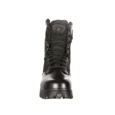 Image showing 3 th Rocky Men's Alpha Force Round Toe Waterproof Lace-Up and Side Zip Boots, 8 in., Black