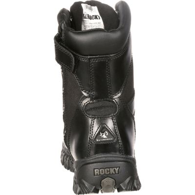 Image showing 4 th Rocky Men's Alpha Force Round Toe Waterproof Lace-Up and Side Zip Boots, 8 in., Black