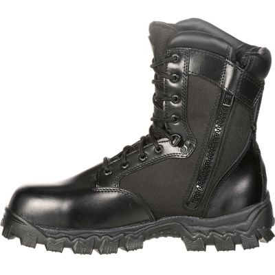 Image showing 5 th Rocky Men's Alpha Force Round Toe Waterproof Lace-Up and Side Zip Boots, 8 in., Black