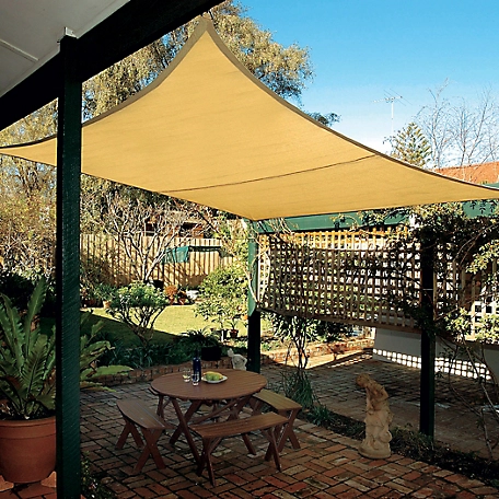 Coolaroo Coolhaven 12 ft. Square Shade Sail, Sapphire with Hardware, Sahara