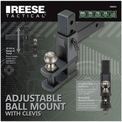 Image showing  2 in. Receiver Tactical Adjustable Ball and Clevis Utility Mount, 7-14 in. Drop, 7,500 lb. Capacity