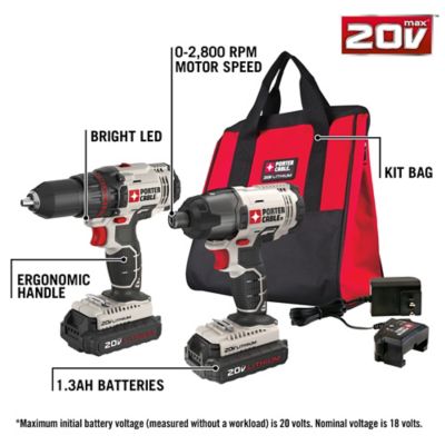 Porter Cable 20v Max Cordless Drill Impact Driver 2 Tool Kit Pcck604l2 At Tractor Supply Co