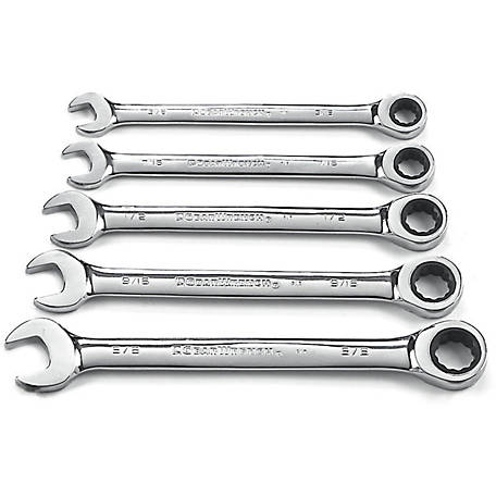 GEARWRENCH 5 Pc 93005 12 Point Ratcheting Combination SAE Wrench Set 