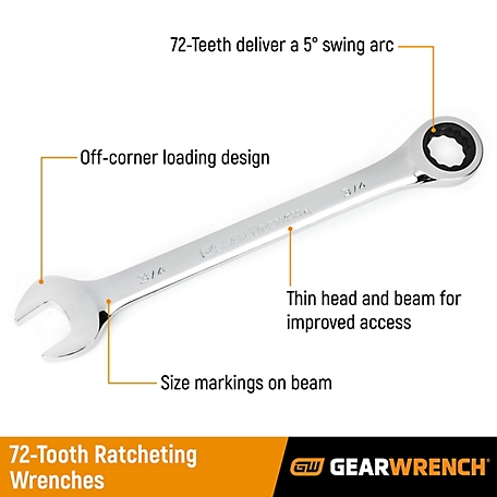 GearWrench SAE 12-Point Ratcheting Combination Wrench Set, 5 pc