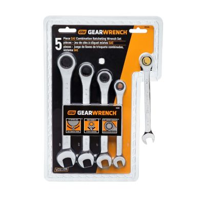 Image showing  Assorted SAE 12-Point Ratcheting Combination Wrench Set, 5 pc.