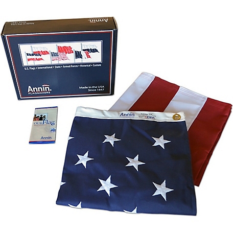 Annin American Flag with Sewn Stripes, Embroidered Stars and Brass Grommets, 3 ft. x 5 ft., Tough-Tex