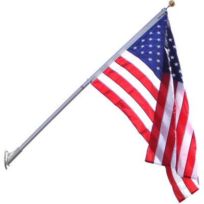 Annin American Flag and Outrigger Flagpole Set, 8 ft. Aluminum Pole, 4 ft. x 6 ft. US Flag