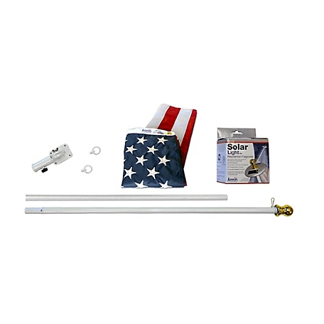 Annin American Flag and Spinner Flagpole Set, 6 ft. Aluminum Pole, LED