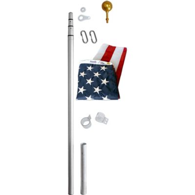 Image showing  American Flag and Telescopic Flagpole Set, 21 ft. Pole, 3 ft. x 5 ft. US Flag