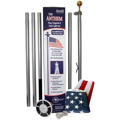 Annin American Flag and Flagpole Set, 20 ft. Aluminum Pole, Ground Flagpole and 3 ft. x 5 ft. US Flag