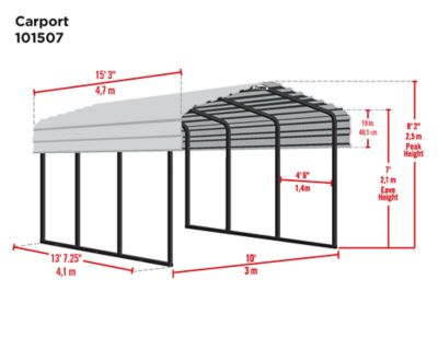 Image showing  10 ft. x 15 ft. Steel Carport, Black/Eggshell