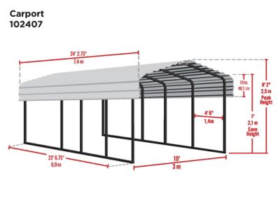 Image showing 5 th Arrow 10 ft. x 24 ft. Steel Black/Eggshell Carport