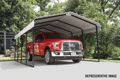 Image showing  12 ft. x 29 ft. Steel Small Vehicle Carport, Black/Eggshell