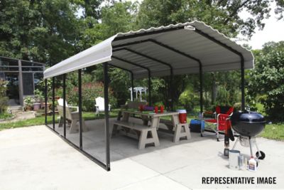 Image showing 6 th Arrow 12 ft. x 29 ft. Steel Small Vehicle Carport, Black/Eggshell