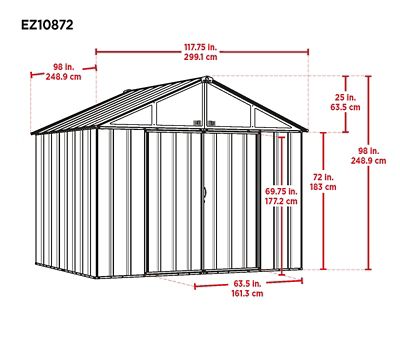 Image showing  EZEE Steel Gable Shed, Charcoal, 10 ft. x 8 ft.