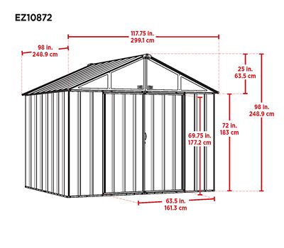 Image showing  10 ft. x 8 ft. EZEE Steel Shed, Cream Charcoal