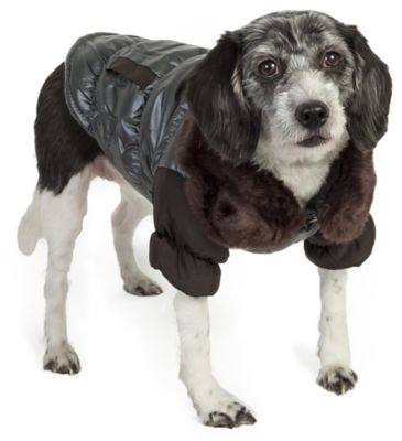 Pet Life Ultra Fur Track-Collared Metallic Ultra Fur Insulated Dog Jacket