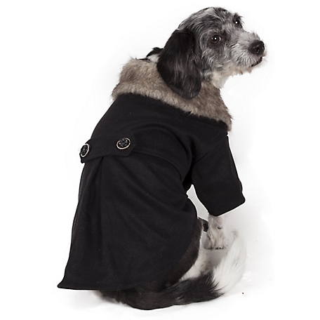 Pet Life Buttoned Coast-Guard Fashion Faux-Fur Collared Wool Pet Coat