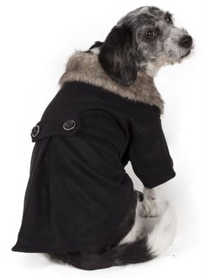 Pet Life Buttoned Coast-Guard Fashion Faux-Fur Collared Wool Pet Coat