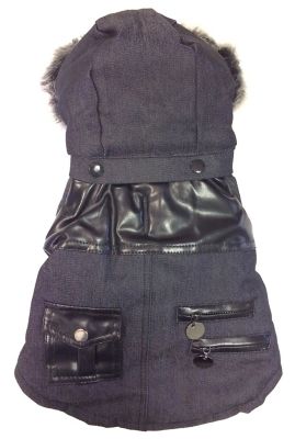 Image showing  Ruff-Choppered Denim Fashioned Wool Dog Coat