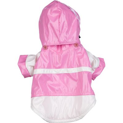 Pet Life 2-Tone PVC Waterproof Adjustable Pet Raincoat, Pink/White