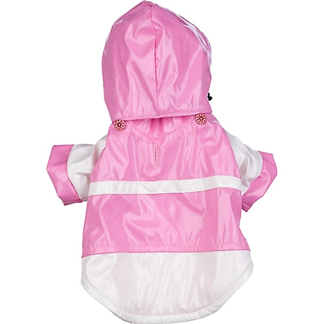 Pet Life 2-Tone PVC Waterproof Adjustable Pet Raincoat, Pink/White