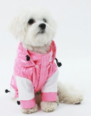 Image showing  2-Tone PVC Waterproof Adjustable Pet Raincoat, Pink/White