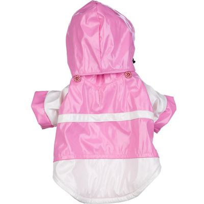 Pet Life 2-Tone PVC Waterproof Adjustable Pet Raincoat, Pink/White