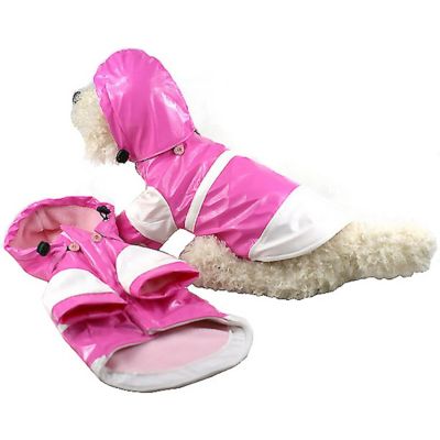 Image showing  2-Tone PVC Waterproof Adjustable Pet Raincoat, Pink/White
