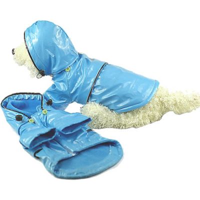 Image showing  Baby Blue Waterproof Adjustable Dog Raincoat with Hood