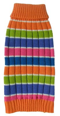 Image showing  Tutti-Beauty Rainbow Heavy Cable Knitted Ribbed Designer Turtleneck Dog Sweater