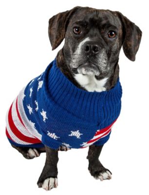 Pet Life Patriot Independence Star Fashion Ribbed Heavy Knitted Turtleneck Dog Sweater