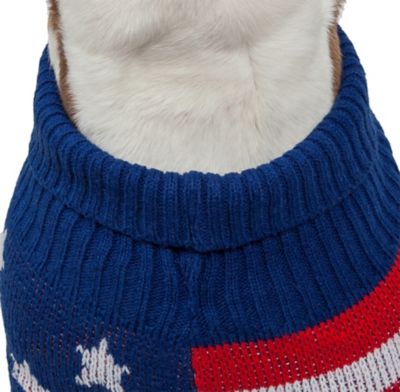 Image showing  Patriot Independence Star Fashion Ribbed Heavy Knitted Turtleneck Dog Sweater
