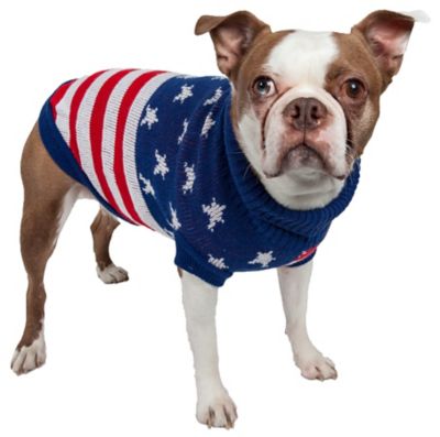 Image showing  Patriot Independence Star Fashion Ribbed Heavy Knitted Turtleneck Dog Sweater