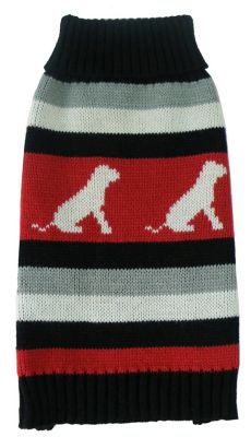 Image showing  Dog Patterned Fashion Stripe Ribbed Turtleneck Dog Sweater