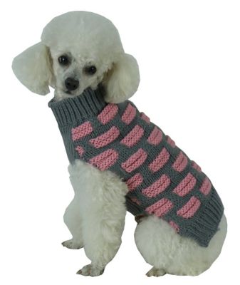 Pet Life Fashion Weaved Designer Ribbed Heavy Knitted Turtleneck Dog Sweater