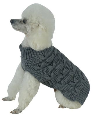 Pet Life Butterfly Stitched Heavy Cable Knitted Fashion Turtleneck Dog Sweater